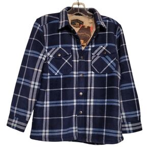 Freedom Foundry Blue Plaid Button-Up Sherpa Shirt Shacket